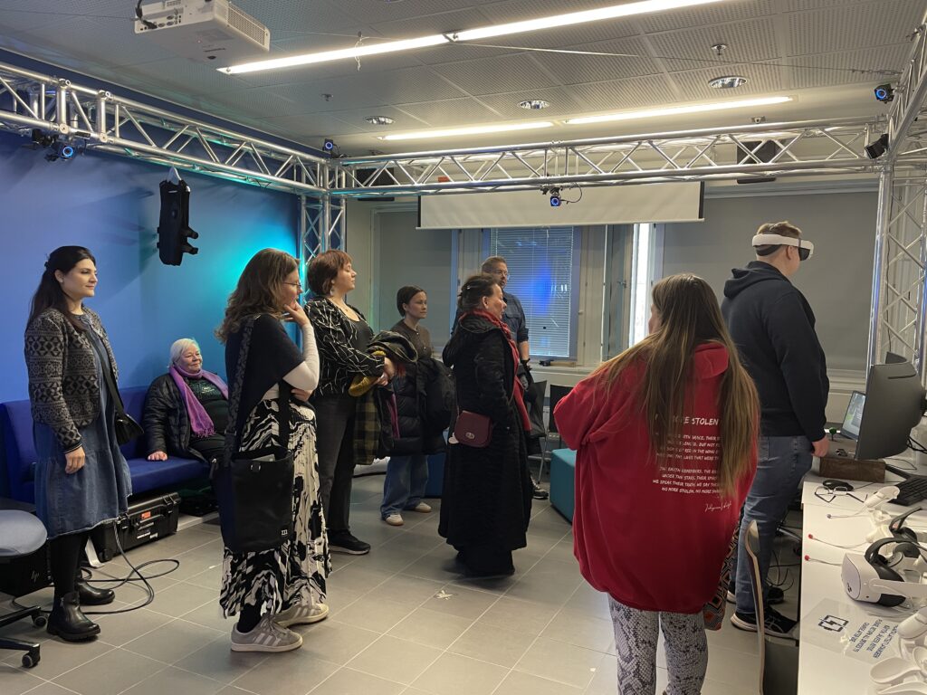 Project team members showing the facilities for the Arctic Indigenous Cinema to the delegation from ISFI, Norway at University of Lapland, as part of the project’s international dissemination activities (2026).