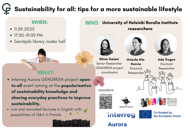 Sustainability for all: tips for a more sustainable lifestyle - event in Seinäjoki 11 September 2025