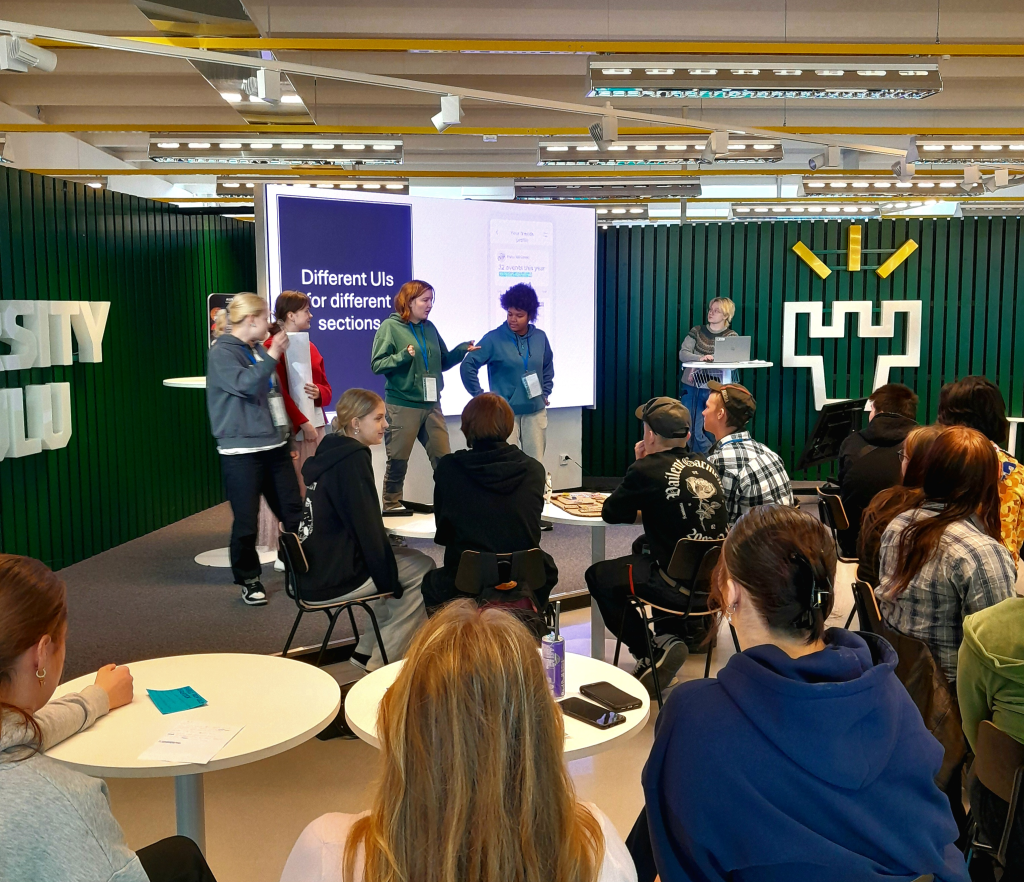 Students pitching their idea. Photo: Kati Ikka